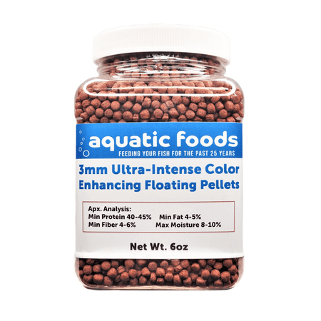 3mm Ultra-Intense Red Color Enhancing FLOATING Pellets for ALL Tropical Fish, Discus, Red Flower Horn, Red Parrot, ALL Fish, ALL Cichlids ...6oz Small Jar