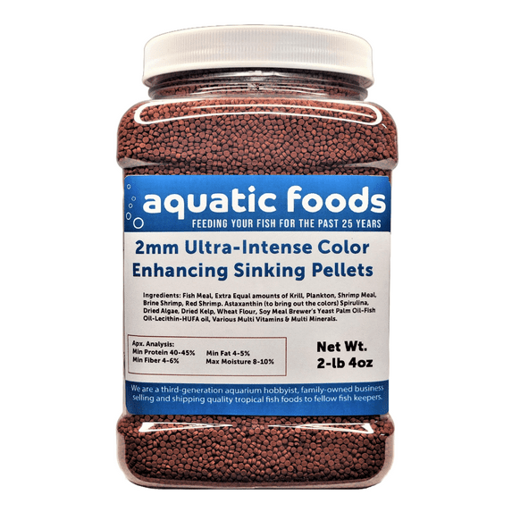 3mm Ultra-Intense Red Color Enhancing Sinking Pellets for Shrimp, Snails, Crayfish, Catfish, All Bottom Fish, Discus, Cichlids Community Fish, All Tropical and Pond Fish …2-lb 4oz Med Jar