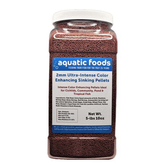 3mm Ultra-Intense Red Color Enhancing Sinking Pellets for Shrimp, Snails, Crayfish, Catfish, All Bottom Fish, Discus, Cichlids Community Fish, All Tropical and Pond Fish5-lb 10oz Lg Jar