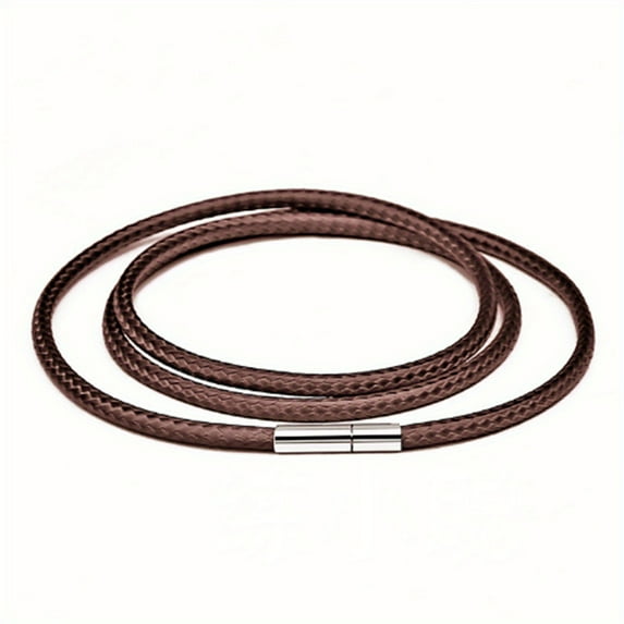 3mm Wax Cord Choker Necklace Stainless Steel Clasp Thin 16"-30" Mens Necklace,Coffee-18inch
