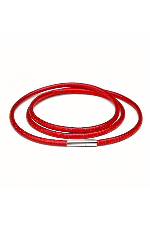 3mm Wax Cord Choker Necklace Stainless Steel Clasp Thin 16"-30" Mens Necklace,Red-20inch
