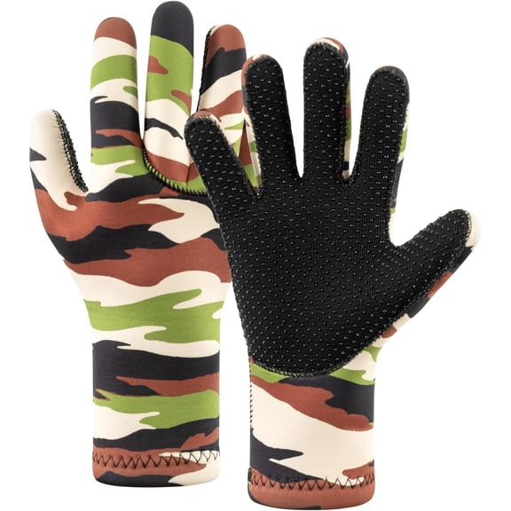 3mm Wetsuit Gloves, Camouflage Neoprene Gloves Anti-Slip Warm Diving Gloves for Men Women Open Water Swimming Surfing Kayaking