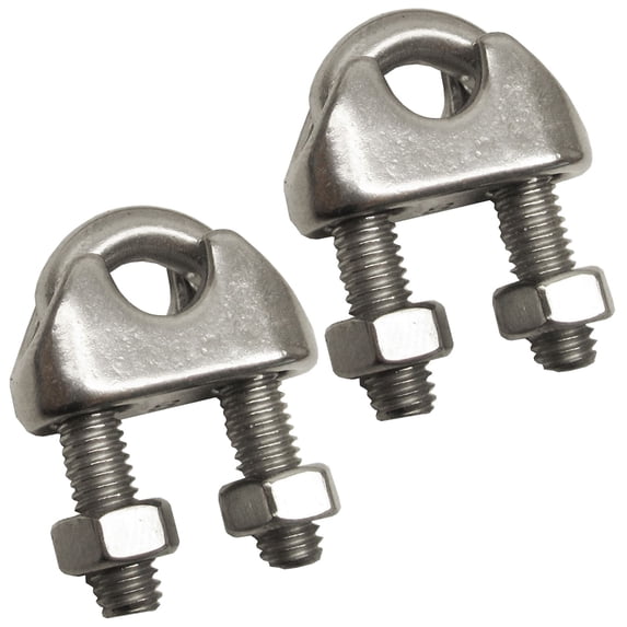 3mm Wire Rope / Cable Grip / Clamp Stainless Steel 316 Marine Grade 2 Pack DK44