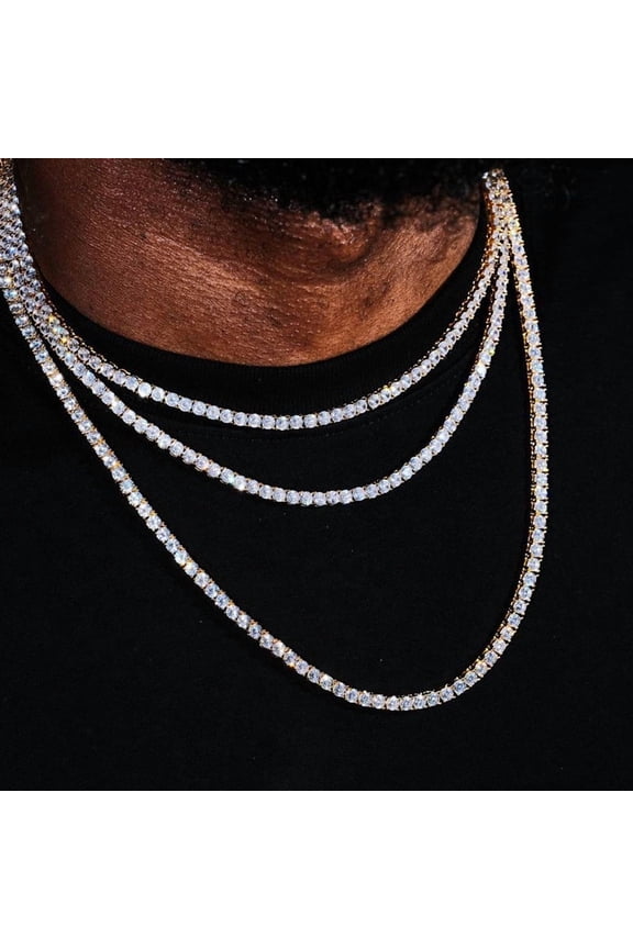 3mm Zircon Tennis Chain Hip Hop Simple Personality Couple Tennis Chain