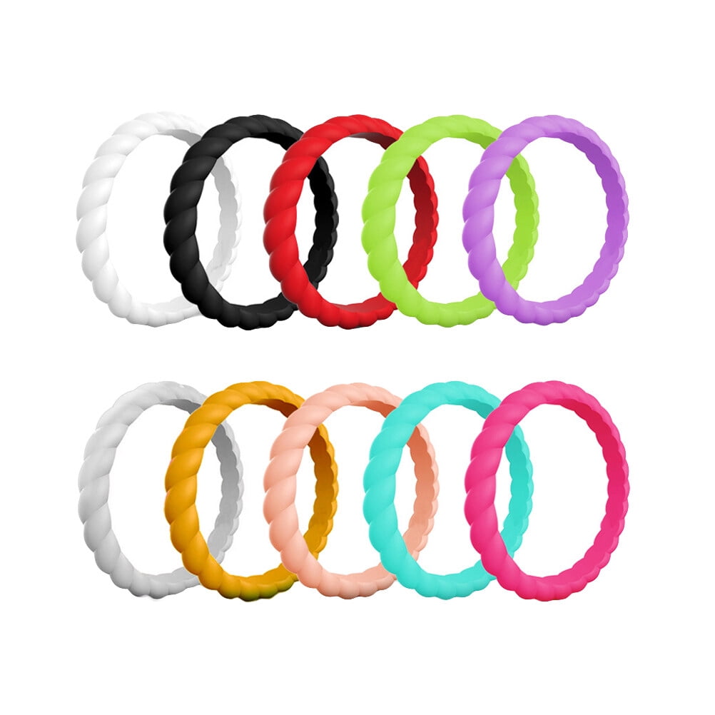 3mm thin silicone ring 10pcs Mixed Colors Fashion 3mm Thin Braided