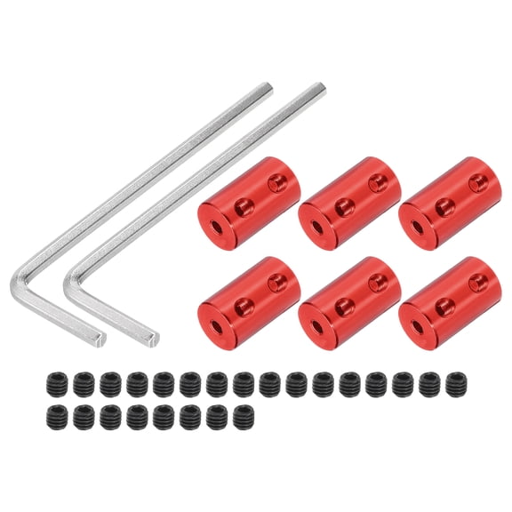 3mm to 5mm Bore Rigid Coupling 20mm x 12mm M4 Aluminum Alloy Shaft Red 6 x Coupling 24 x Screws 2 x Wrench