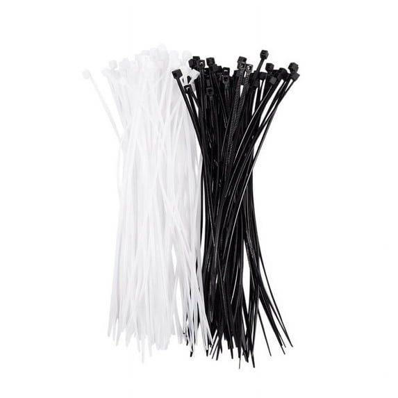 3mm x 150mm Auto Wire Cable Zip Tie Organizer White Black 100 Pcs