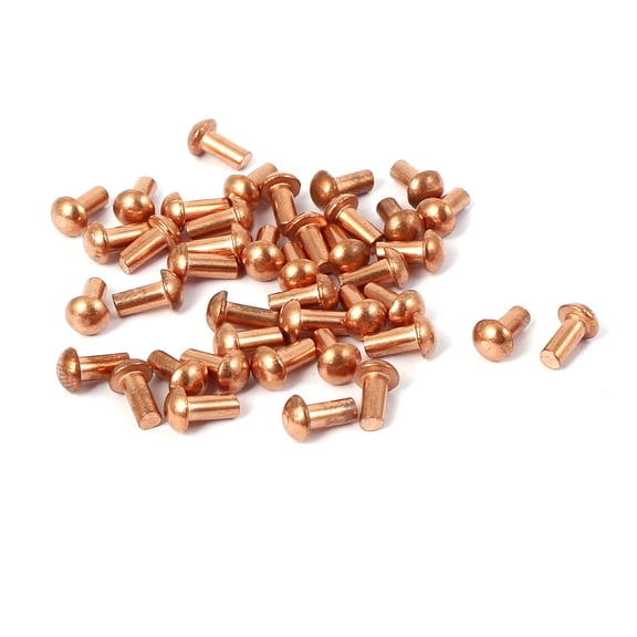 3mm x 6mm Round Shaft Copper Solid Rivets Fasteners Gold Tone 8mm Length 40 Pcs