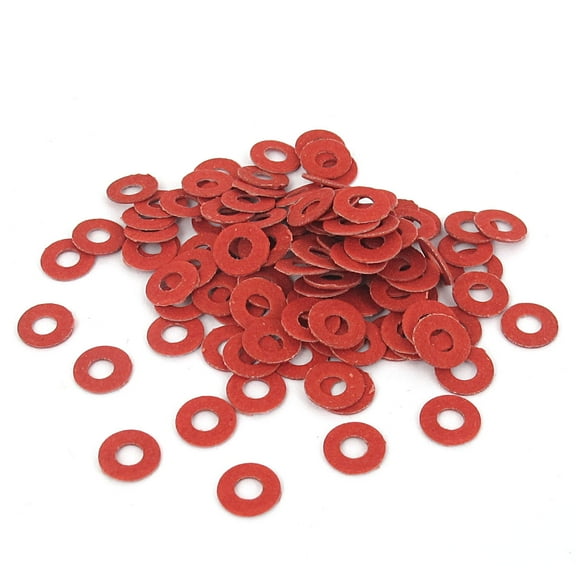 3mmx7mmx0.5mm Fiber Motherboard Insulating Pad Fastening Washers Red 100pcs