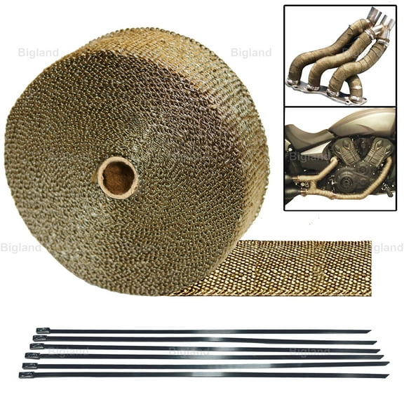 50ft 2" Titanium Basalt Manifold Header Exhaust Pipe Heat Wrap 1652˚F with Kits for Cars, Motorcycles