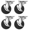 thumbnail image 1 of 3ox Caster Heavy Duty Rubber 3" Swivel Casters with Brake, Black, 4 Count, 1 of 7