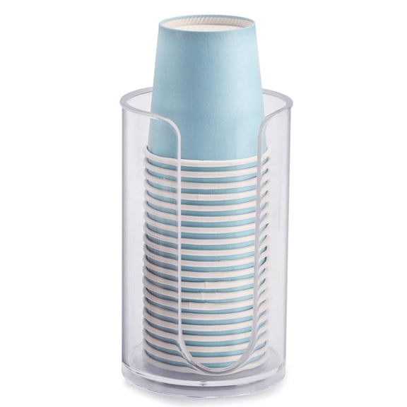 3oz-5oz Bathroom Cup Dispenser with 10oz Qtip Holder Dispenser, Small Disposable Paper Cup Holder Bathroom Accessories for Rinsing/Mouthwash Cups, Clear