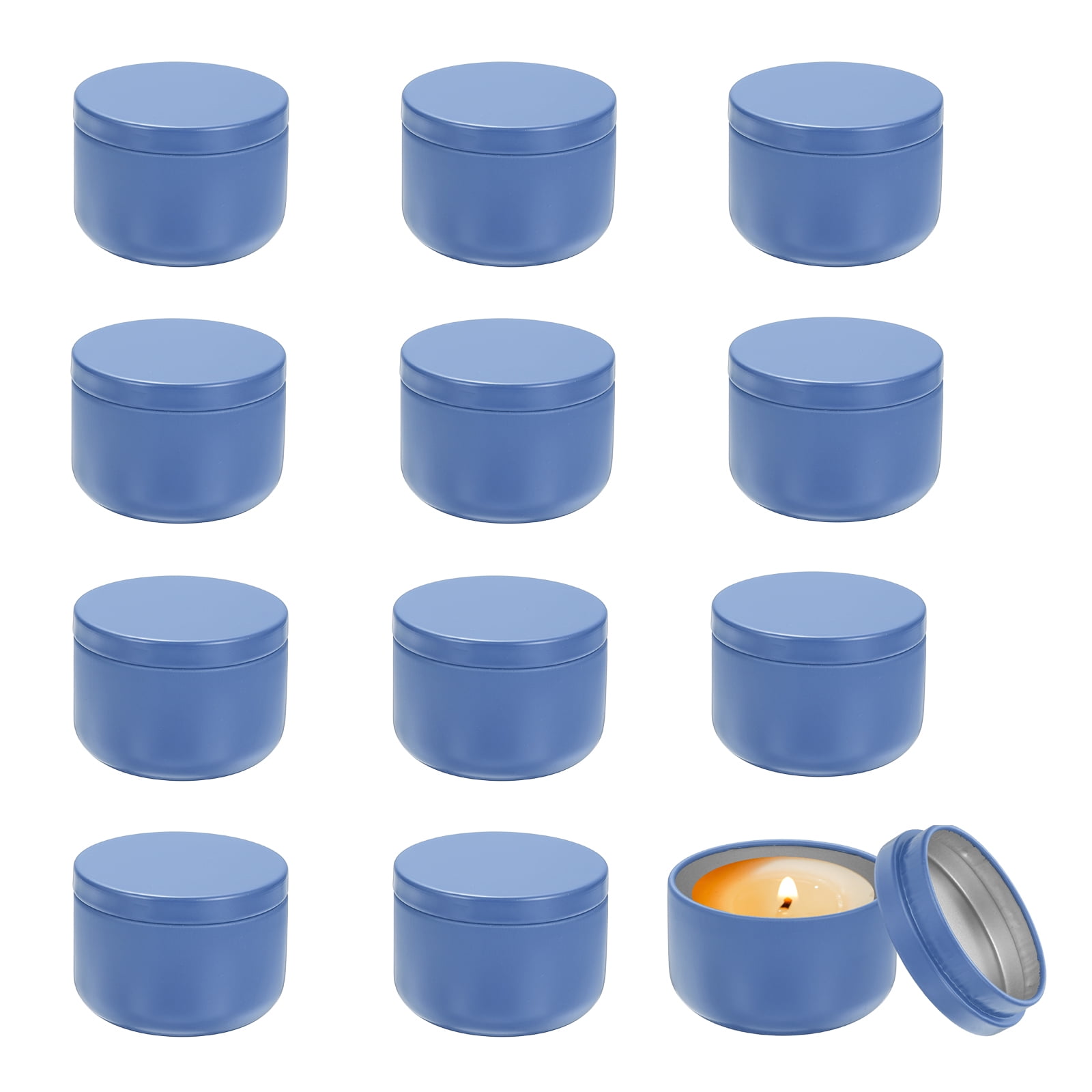 3oz Candle Tins, 12pcs Metal Candle Tins Jars with Lids Round Empty Tin Can Containers Bulk for Storage Tea and Making DIY Arts Crafts Christmas Gifts, Blue
