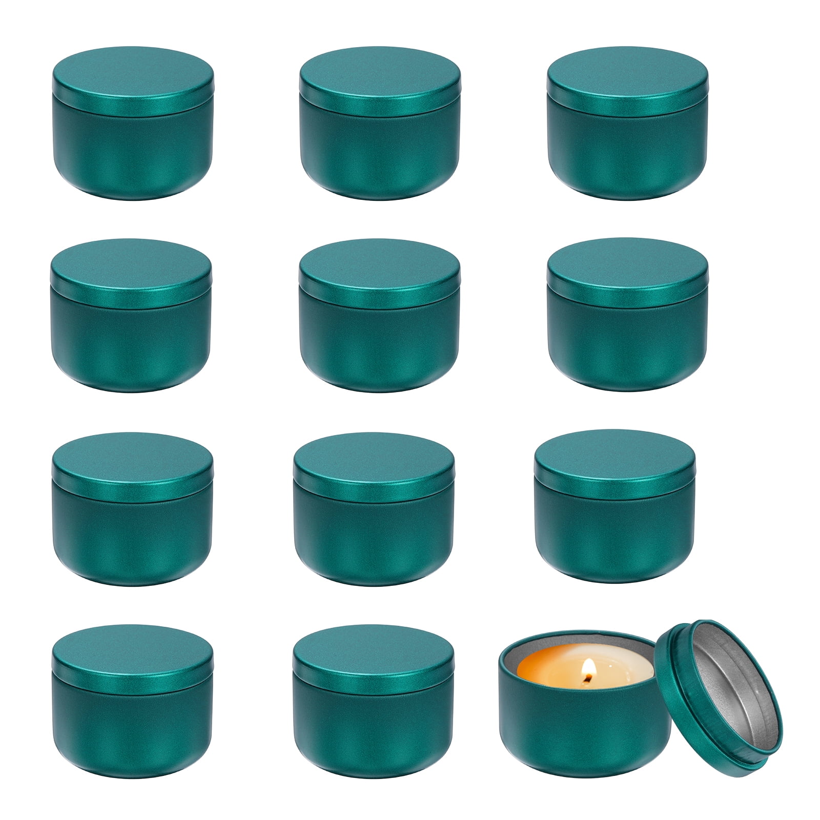 3oz Candle Tins, 12pcs Metal Candle Tins Jars with Lids Round Empty Tin Can Containers Bulk for Storage Tea and Making DIY Arts Crafts Christmas Gifts, Bright Green