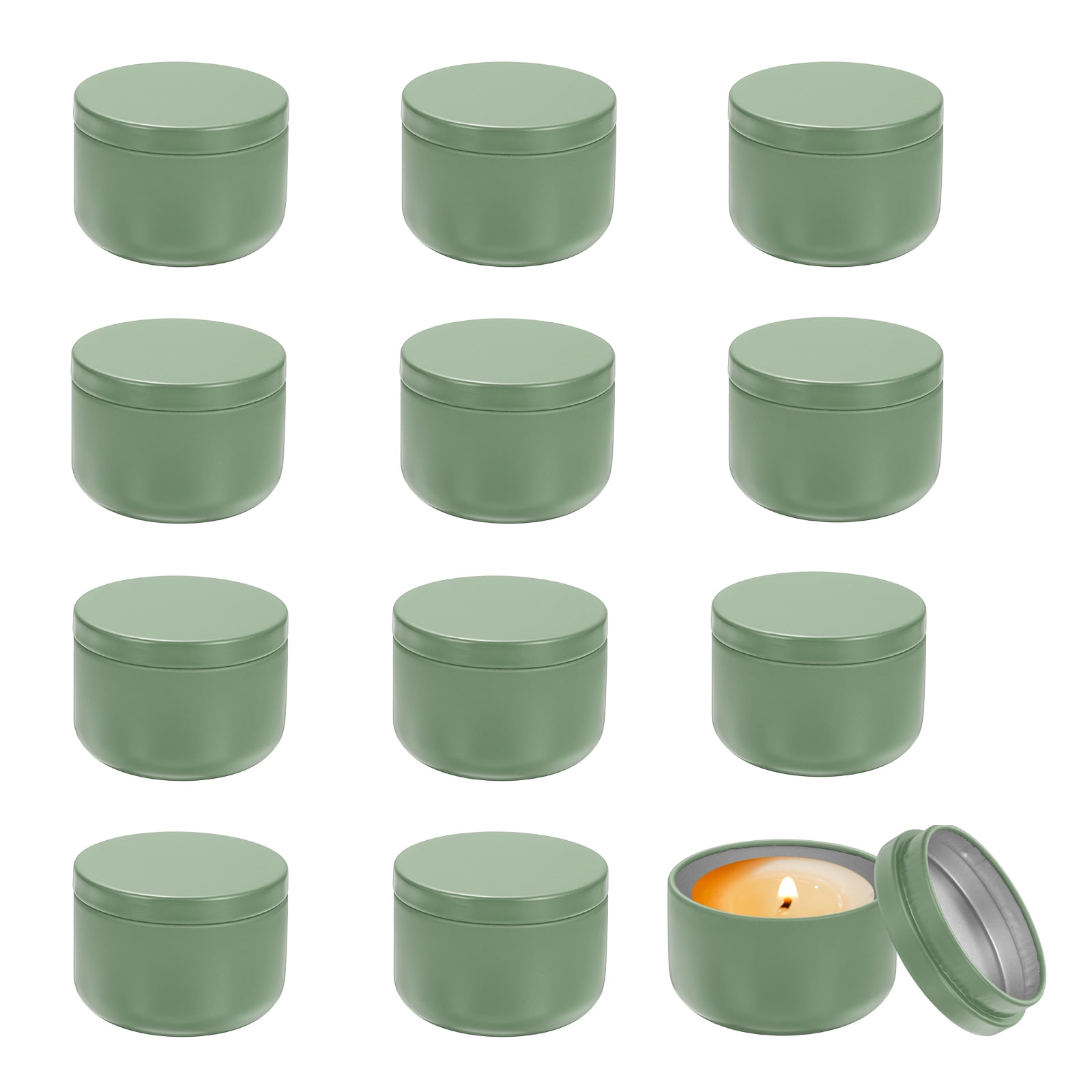 3oz Candle Tins, 12pcs Metal Candle Tins Jars with Lids Round Empty Tin Can Containers Bulk for Storage Tea and Making DIY Arts Crafts Christmas Gifts, Green