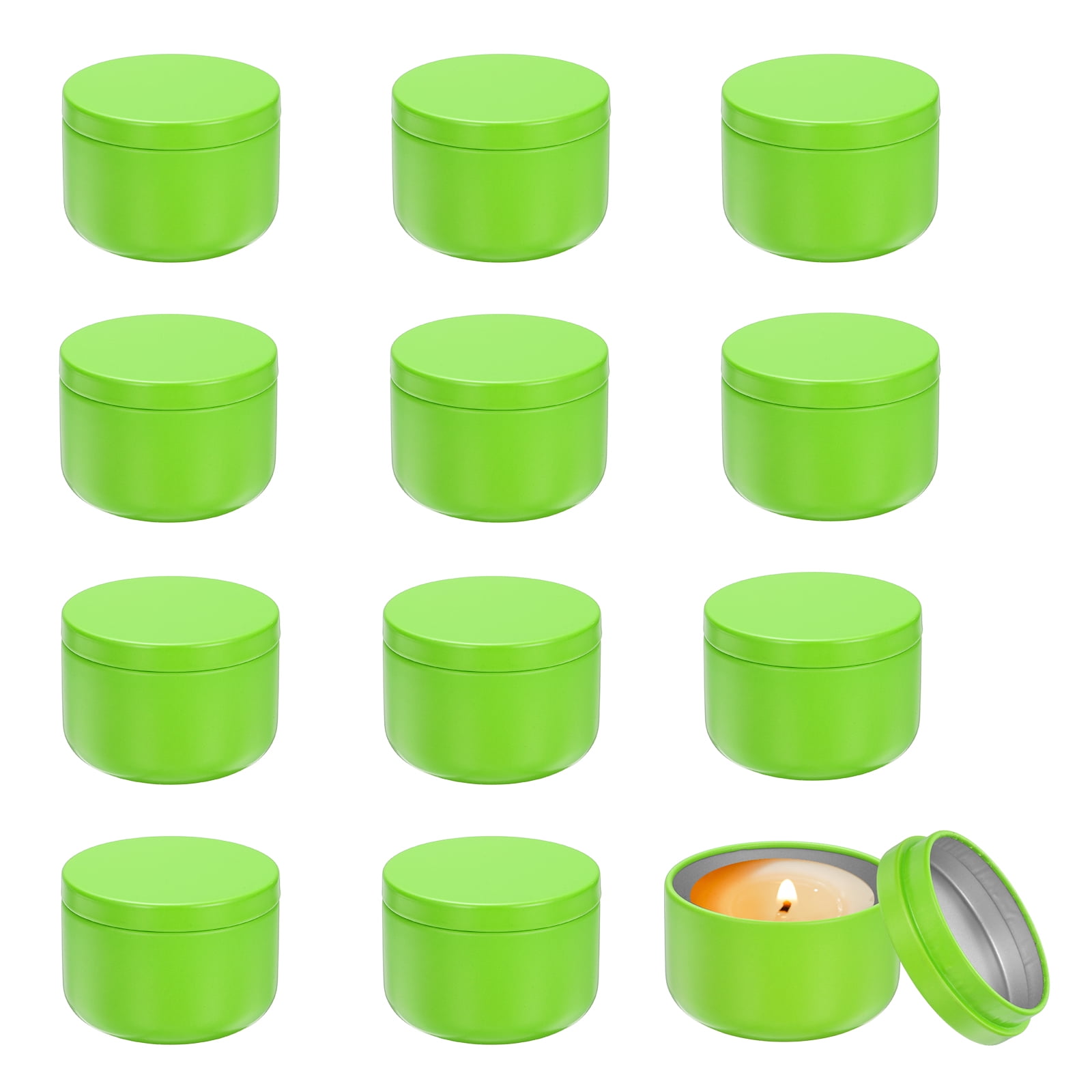 3oz Candle Tins, 12pcs Metal Candle Tins Jars with Lids Round Empty Tin Can Containers Bulk for Storage Tea and Making DIY Arts Crafts Christmas Gifts, Light Green