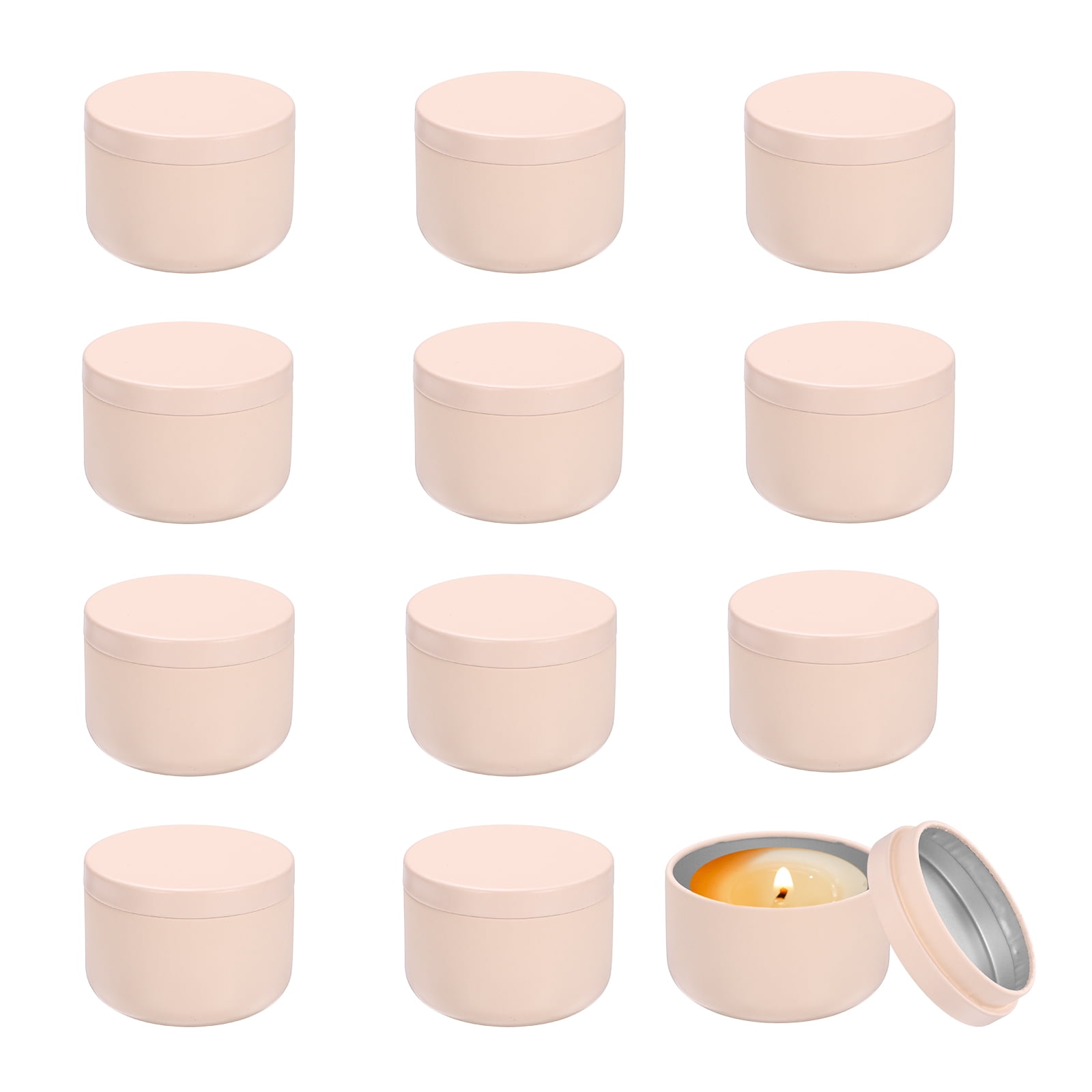 3oz Candle Tins, 12pcs Metal Candle Tins Jars with Lids Round Empty Tin Can Containers Bulk for Storage Tea and Making DIY Arts Crafts Christmas Gifts, Pink