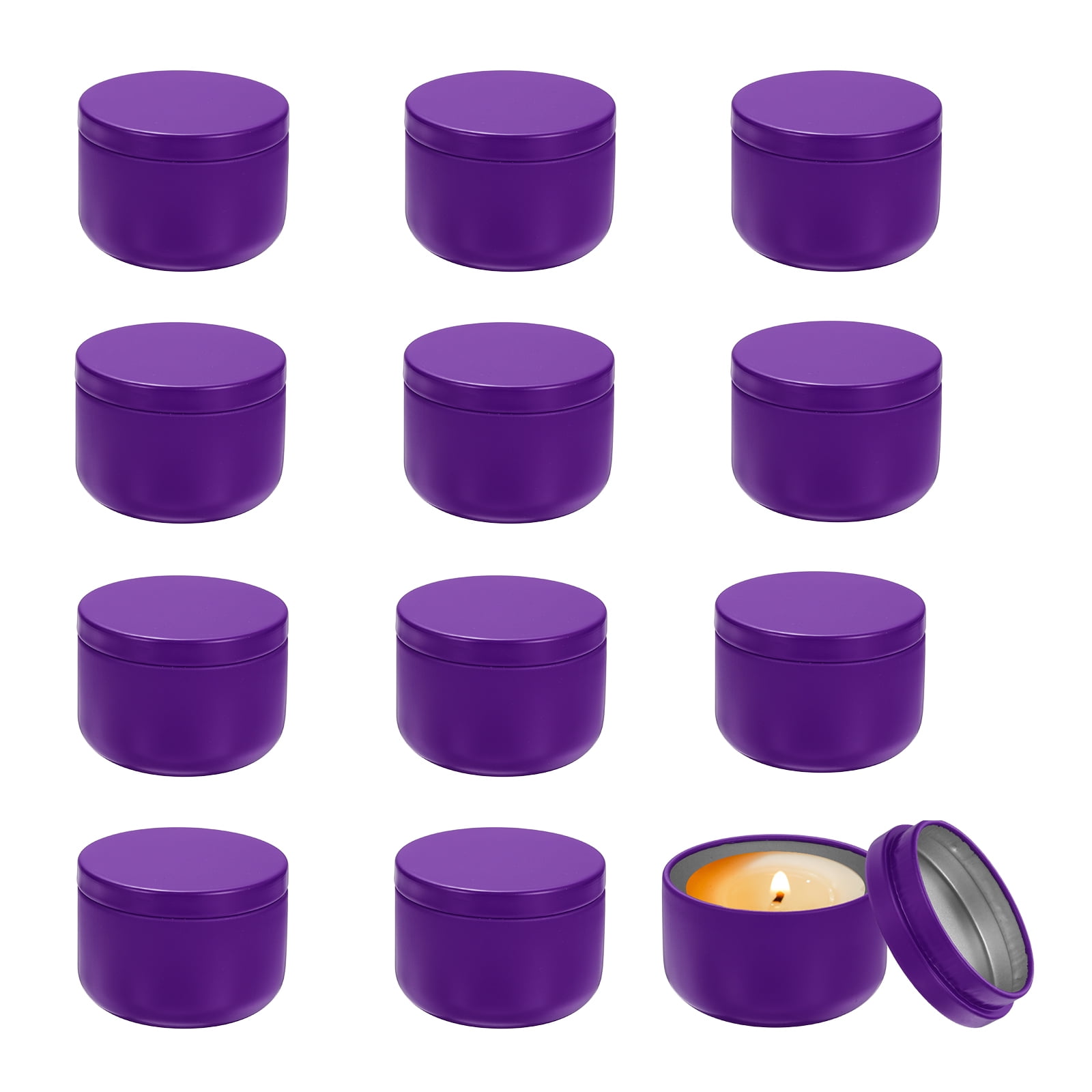 3oz Candle Tins, 12pcs Metal Candle Tins Jars with Lids Round Empty Tin Can Containers Bulk for Storage Tea and Making DIY Arts Crafts Christmas Gifts, Purple