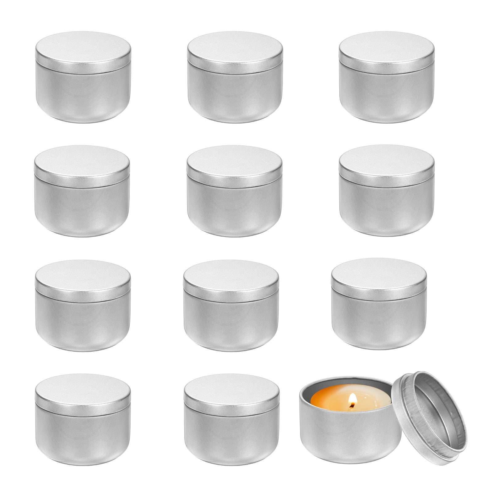 3oz Candle Tins, 12pcs Metal Candle Tins Jars with Lids Round Empty Tin Can Containers Bulk for Storage Tea and Making DIY Arts Crafts Christmas Gifts, Silver