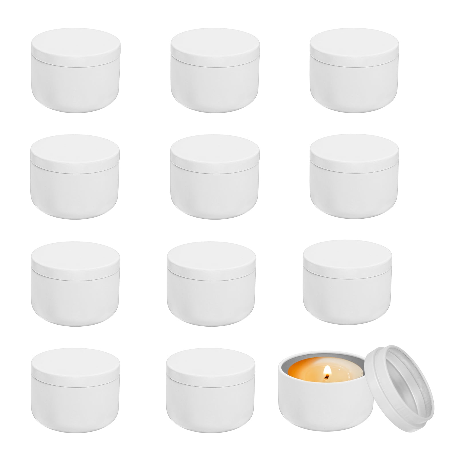3oz Candle Tins, 12pcs Metal Candle Tins Jars with Lids Round Empty Tin Can Containers Bulk for Storage Tea and Making DIY Arts Crafts Christmas Gifts, White