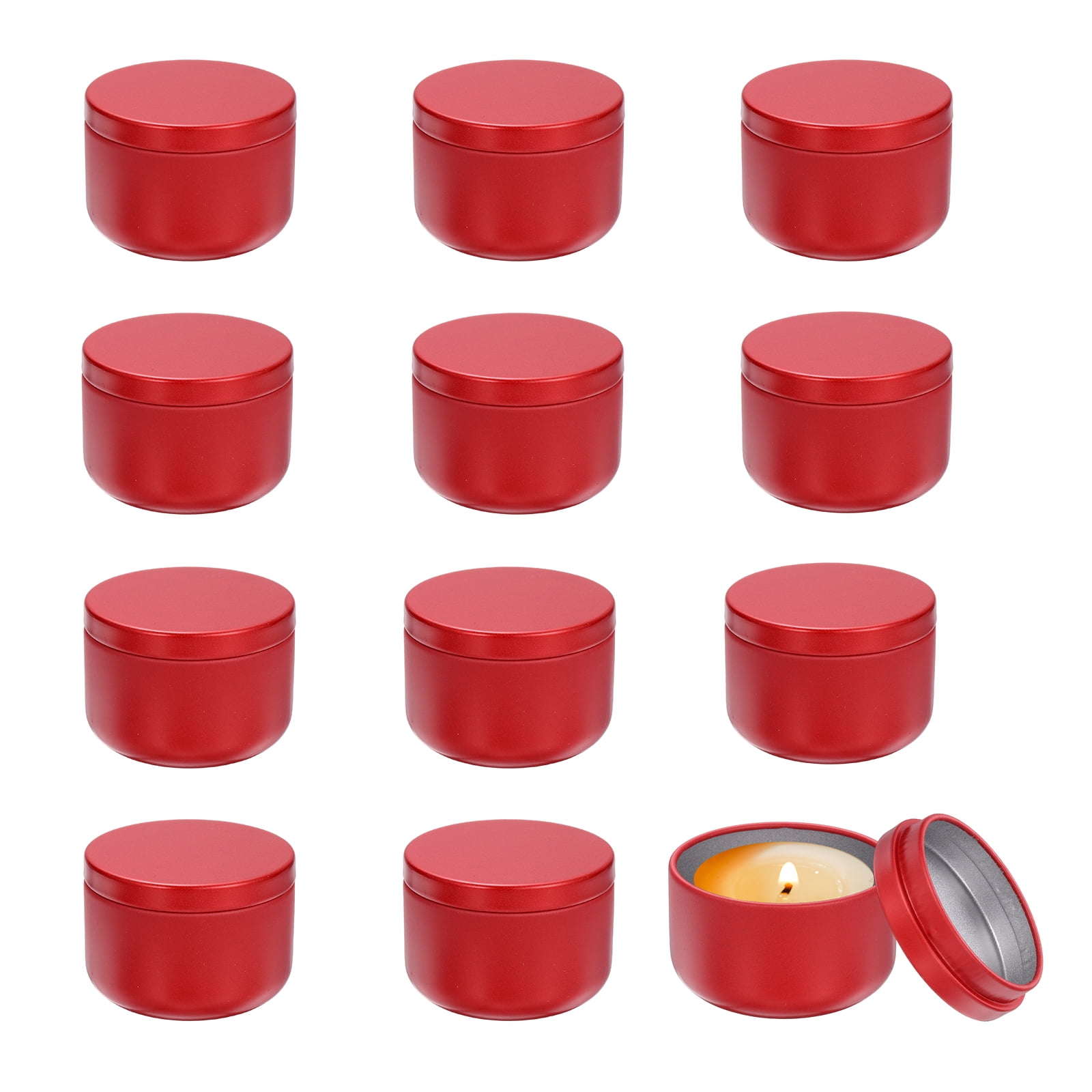 3oz Candle Tins, 12pcs Metal Candle Tins Jars with Lids Round Empty Tin Can Containers Bulk for Storage Tea and Making DIY Arts Crafts Christmas Gifts, Wine Red