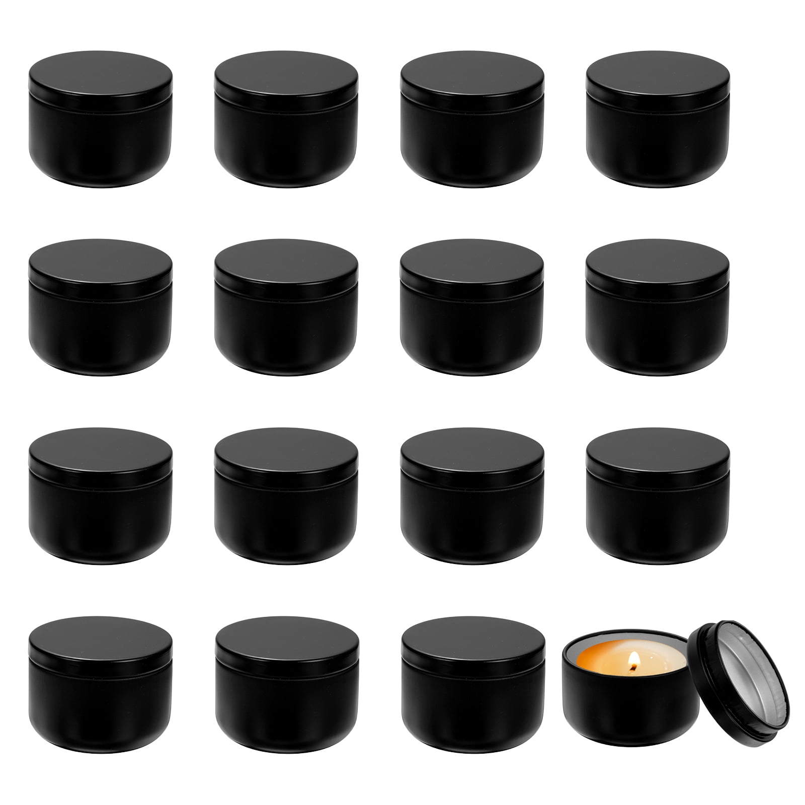 3oz Candle Tins, 16pcs Metal Candle Tins Jars with Lids Round Empty Tin Can Containers Bulk for Storage Tea and Making DIY Arts Crafts Christmas Gifts, Black