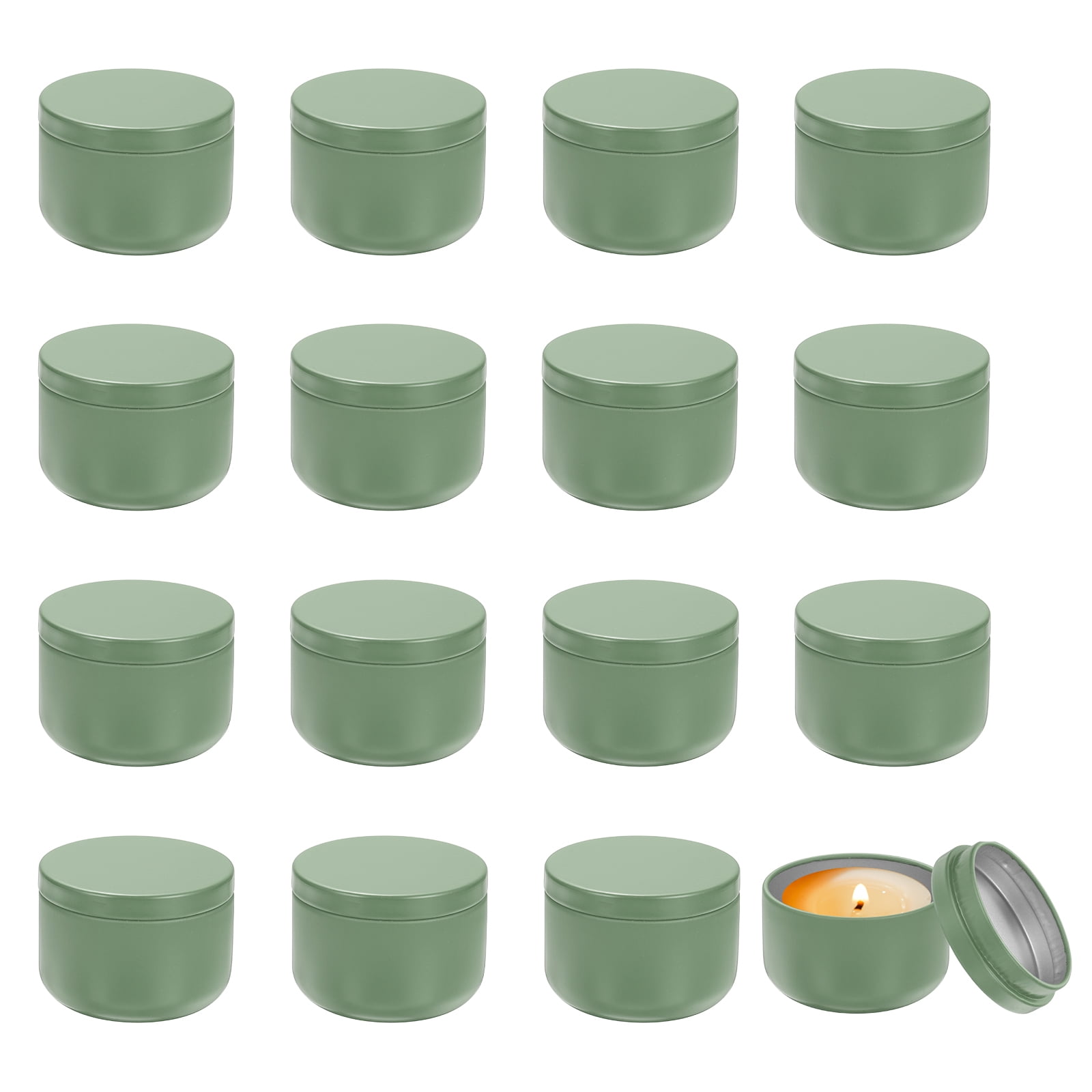 3oz Candle Tins, 16pcs Metal Candle Tins Jars with Lids Round Empty Tin Can Containers Bulk for Storage Tea and Making DIY Arts Crafts Christmas Gifts, Green