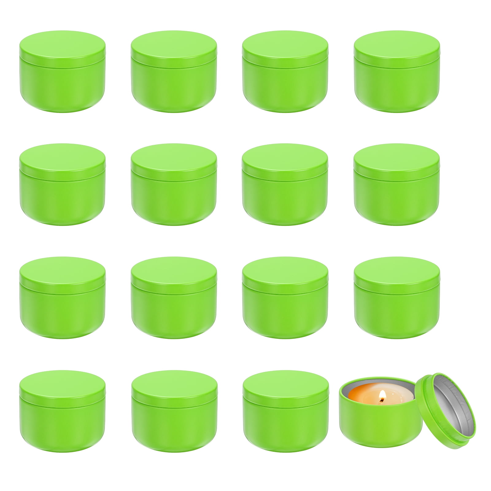 3oz Candle Tins, 16pcs Metal Candle Tins Jars with Lids Round Empty Tin Can Containers Bulk for Storage Tea and Making DIY Arts Crafts Christmas Gifts, Light Green