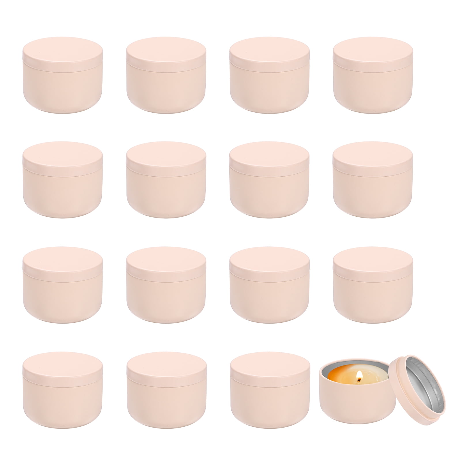 3oz Candle Tins, 16pcs Metal Candle Tins Jars with Lids Round Empty Tin Can Containers Bulk for Storage Tea and Making DIY Arts Crafts Christmas Gifts, Pink