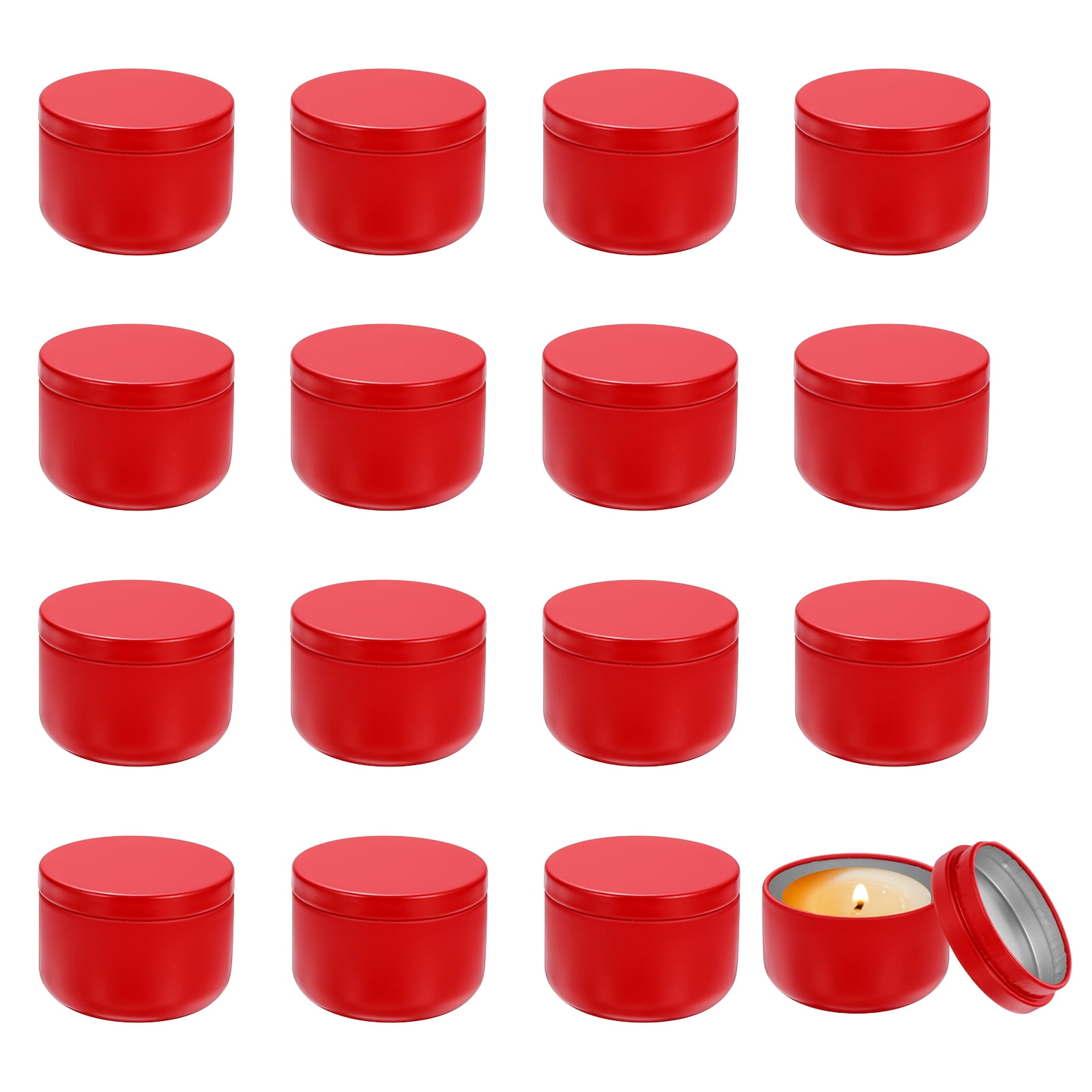 3oz Candle Tins, 16pcs Metal Candle Tins Jars with Lids Round Empty Tin Can Containers Bulk for Storage Tea and Making DIY Arts Crafts Christmas Gifts, Red