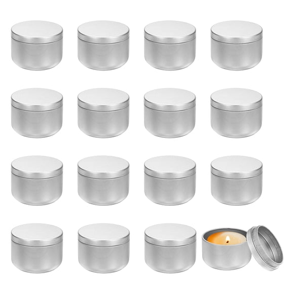 3oz Candle Tins, 16pcs Metal Candle Tins Jars with Lids Round Empty Tin Can Containers Bulk for Storage Tea and Making DIY Arts Crafts Christmas Gifts, Silver