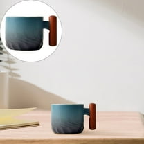 3oz Ceramic Espresso Cups with Wooden Handle - Japanese Style Demitasse Set for Coffee/Tea/Hot Chocolate, Handmade Porcelain Shot Cups for Home Cafe & Gift Giving (80ml)