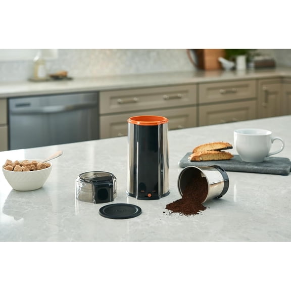 3oz Coffee Grinder, Ultimate Silent Vortex Plastic and Stainless Steel Grinder with Removable Bowl Mess-Free, 8 Times Quieter, 2 Speeds 240 Watts,Dry Herbs,Dishwasher Safe,12 cups ground Silver