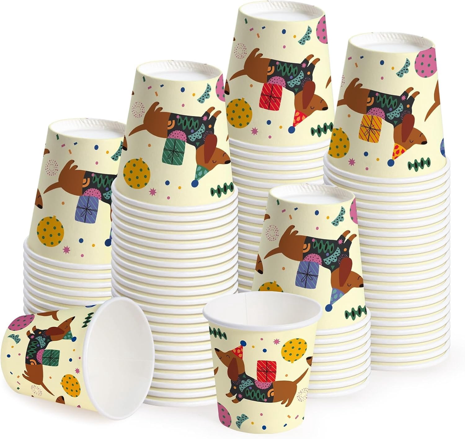 Cutet Paper 3oz Dachshund Bathroom Cups - 100 Pack Cute Paper Cups - Walmart.com