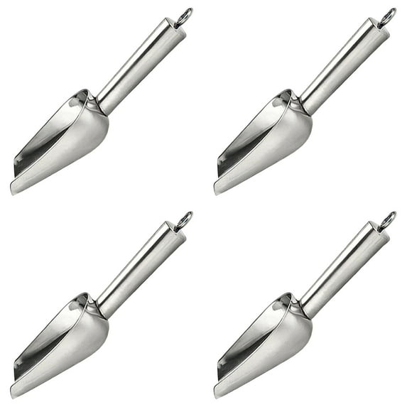 3oz Mini ice Scoop Set of 4, Small Stainless Steel Scooper for Candy/Flour/Bean/Pet Food/Ice Cube, Metal Utility Scoops for Kitchen Bar Party Wedding, Dishwasher Safe & Heavy Duty, Silver (No. 5 )