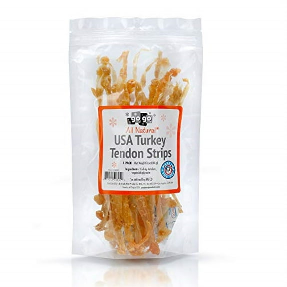 3oz gogo turkey tendon strips dog chew treats sourced and made in the usa one ingredient - the original turkey chew