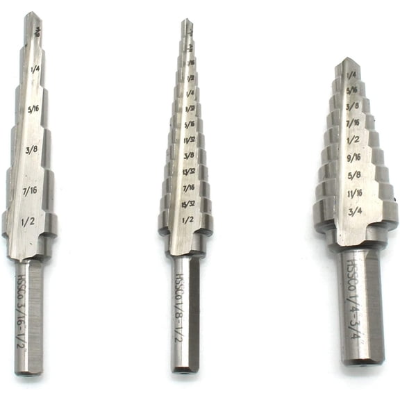 3p M35 Cobalt Straight Step Drill Unibit Bit 1/8"- 3/4" 28 Size | Double Straight Flute Unibit|Single-Pass Large Hole Drilling|High Dimensional Accuracy|Fit Dewalt Milwaukee Bosch Makita