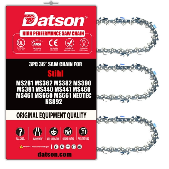 3pack,36 Inch Chainsaw Chain 3/8" Pitch- .063" Gauge 114 Drive Links Fits STIHL MS390, MS391, MS440, MS440M, MS440 Magnum, MS441, MS460, MS460M, MS460 Magnum, MS461