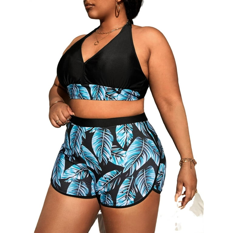 3pack Boho Halter Multicolor Plus Size Bikini Sets Women s Plus Walmart