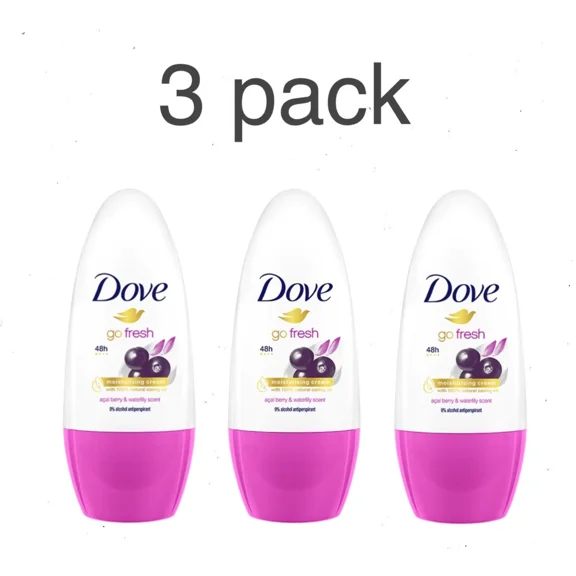 3pack DOVE GO FRESH women's roll-on deodorant with acai berry 50 ml / 1.7 fl oz