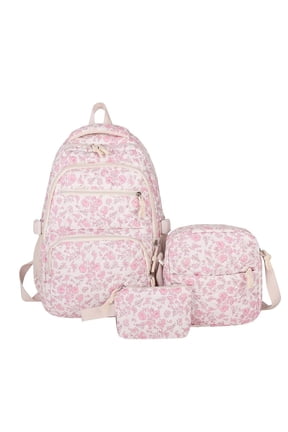3pack Flower Backpack Quilted Backpack for Women Cute Floral Rucksack Fashion Travel Daypack