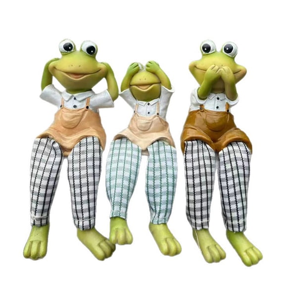 3pack Frog Figurines, Three Philosophies Resin Statues for Home Shelf or Outdoor Garden Decoration