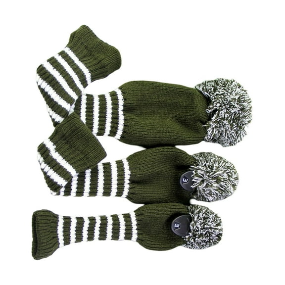3pack Golf Head Cover Soft Acrylic Yarns Double Layered Knitted Golf Headcover for Various Golf Enthusiasts