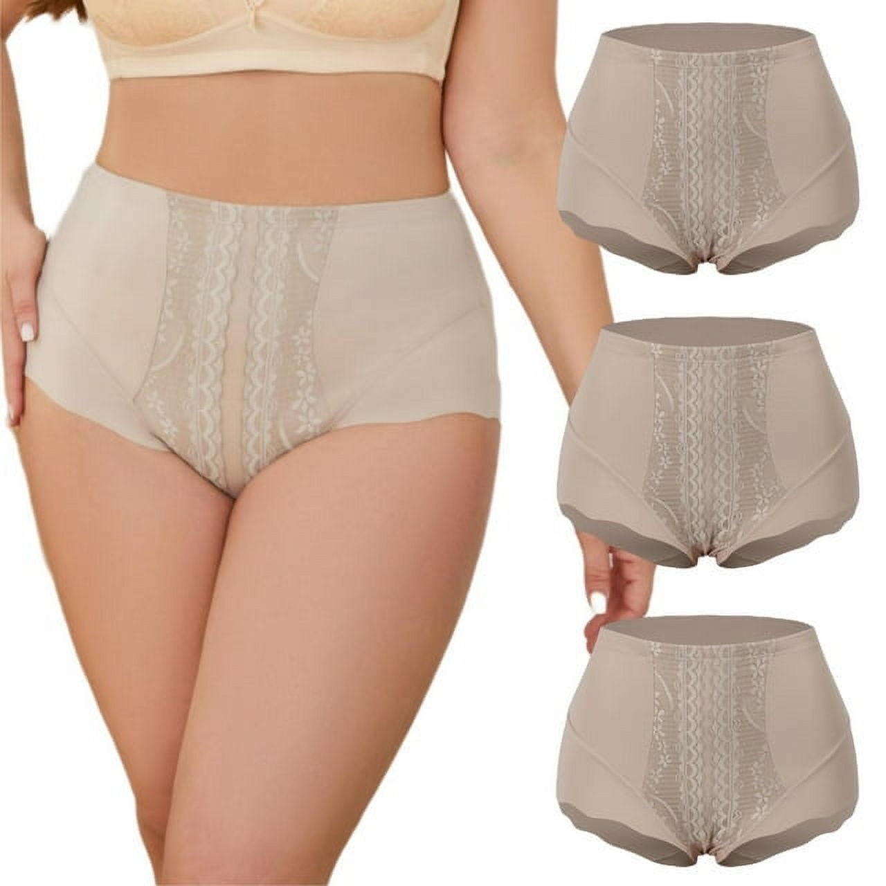 eczipvz Womens Underwear Cotton Women High Waist Belly Lace Seamless Lift  Breathable Triangle Cotton Briefs J,L 
