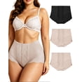 thumbnail image 1 of 3Pack Women's High Waisted Panties Moderate Tummy Control Shapewear Panties Stretch Lace Briefs for Women, 1 of 7