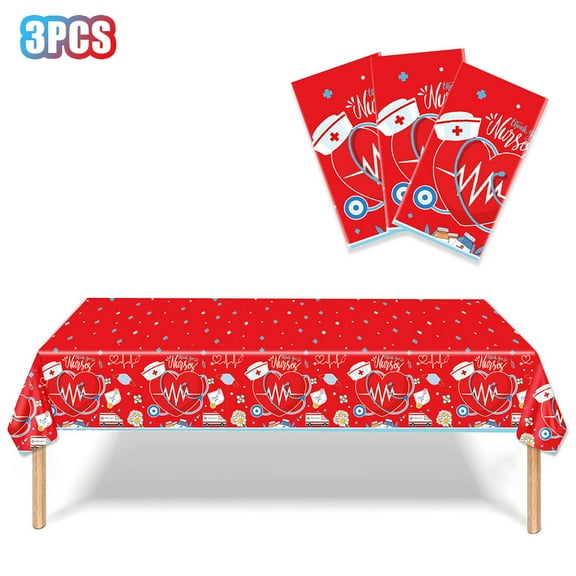 3pack Nurses Week Decorations Tablecloths Nurse Graduation Decorations Plastic Disposable Nurse Table Covers for Nurse's Day Nurse Appreciation Week RN Nursing Graduation Party Supplies,8751 Inch