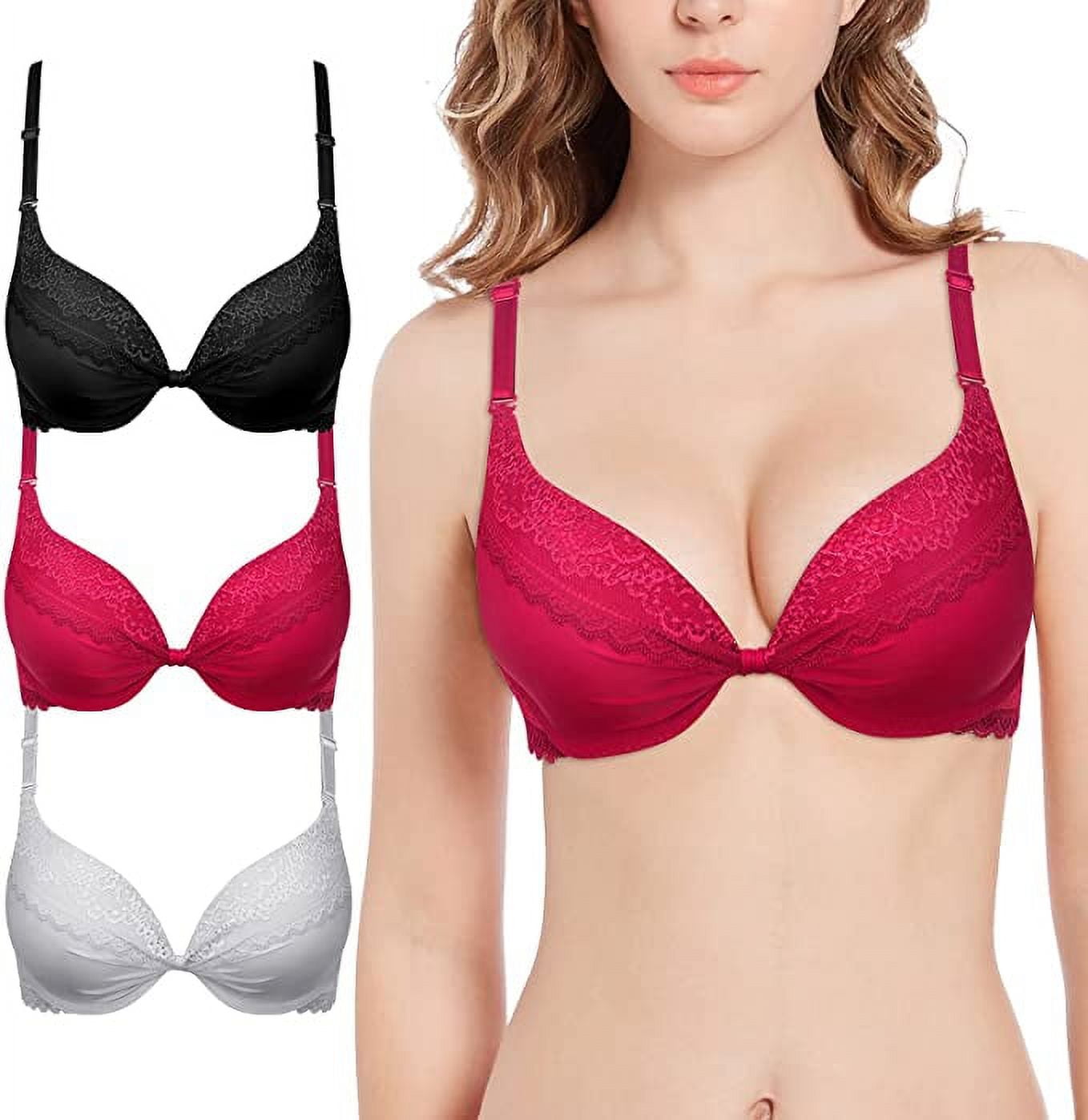 3Pack bras for women Underwire Push Up Bra Pack, Padded Contour Everyday  Bras A-38B 