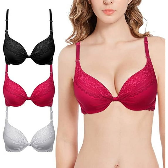 3pack Push up Bras for Women Bras for Women Pack, Comfortable Bras for Women Padded Bras for Women, Padded Contour Everyday Bras 36B