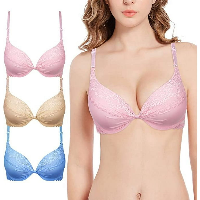 3pack Push up Bras for Women Bras for Women Pack, Comfortable Bras for Women  Padded Bras for Women, Padded Contour Everyday Bras 83061-38C 