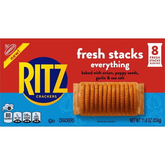 3pack RITZ Fresh Stacks Everything Crackers, Travel Snacks, 11.8 oz (8 Multi Snack Packs)
